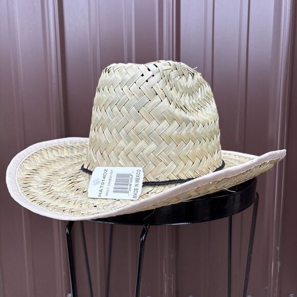 Straw Hat with Black Band Rope Unisex Outdoor Straw Hat Made in Mexico - Picture 1 of 8